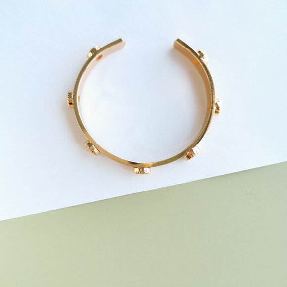 Tory Burch Milgrain Logo Cuff Bracelet - Gold - Picture 3 of 3